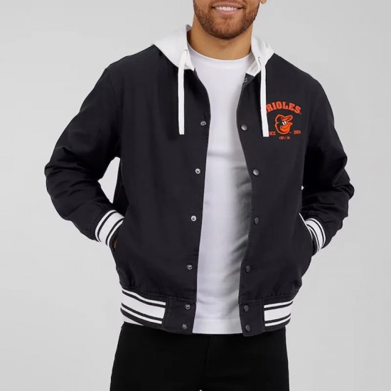 Baltimore Orioles Black Cotton Hooded Jacket Baltimore Orioles Black Cotton Hooded Jacket