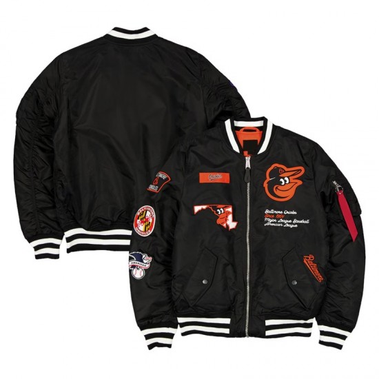 Baltimore Orioles Full-Zip Black Bomber Jacket