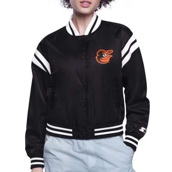 Baltimore Orioles Printed Logo Varsity Satin Jacket Baltimore Orioles Printed Logo Varsity Satin Jacket