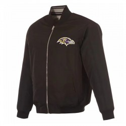 Baltimore Ravens Black/Gray Full-Zip Reversible Flight Jacket Baltimore Ravens Black/Gray Full-Zip Reversible Flight Jacket