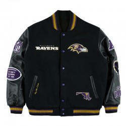 Baltimore Ravens Chenille Patches Black Varsity Jacket