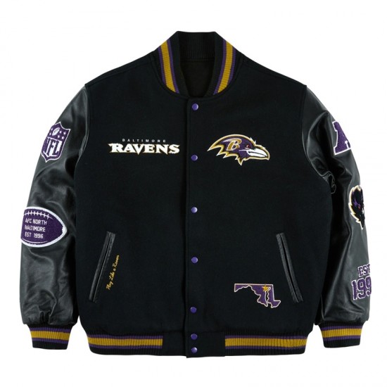 Baltimore Ravens Chenille Patches Black Varsity Jacket