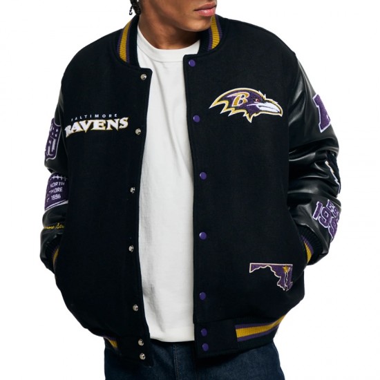 Baltimore Ravens Chenille Patches Black Varsity Jacket