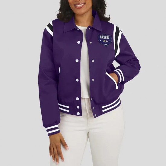 Baltimore Ravens Lightweight Purple Varsity Satin Jacket Baltimore Ravens Lightweight Purple Varsity Satin Jacket