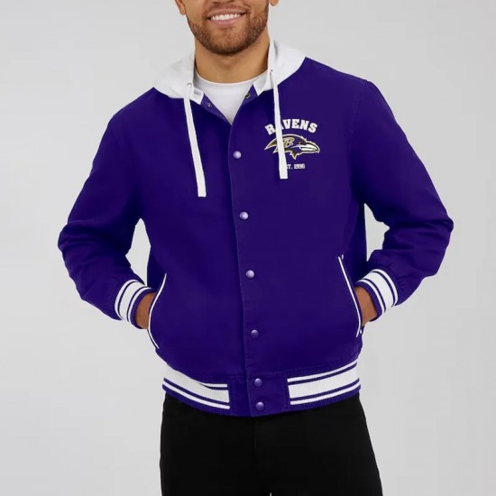 Baltimore Ravens Purple Cotton Hooded Jacket Baltimore Ravens Purple Cotton Hooded Jacket