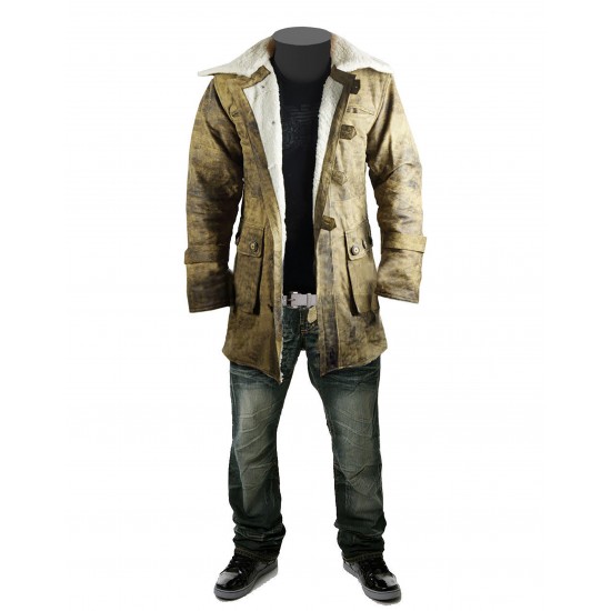 Bane Leather Buffing Brown Trench Coat Jacket