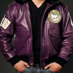 Batman Joker Goon Bomber Purple Leather Jacket