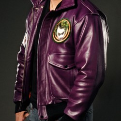 Batman Joker Goon Bomber Purple Leather Jacket Batman Joker Goon Bomber Purple Leather Jacket