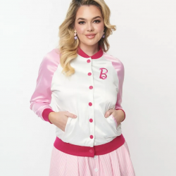 Barbie x Unique Vintage Pink Satin Bomber Jacket Barbie x Unique Vintage Pink Satin Bomber Jacket