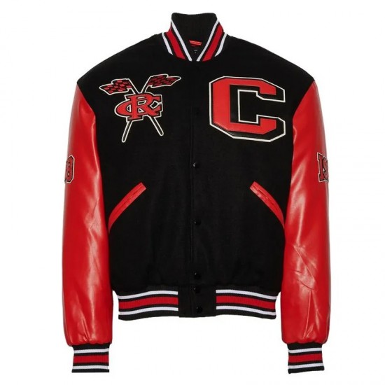 Black and Red Clark Atlanta University Wool and Leather Varsity Jacket Black and Red Clark Atlanta University Wool and Leather Varsity Jacket