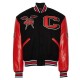 Black and Red Clark Atlanta University Wool and Leather Varsity Jacket Black and Red Clark Atlanta University Wool and Leather Varsity Jacket
