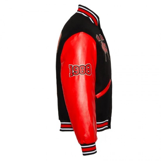 Black and Red Clark Atlanta University Wool and Leather Varsity Jacket Black and Red Clark Atlanta University Wool and Leather Varsity Jacket