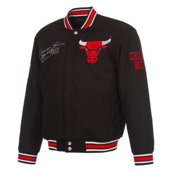Black Full-Snap Chicago Bulls Wool Varsity Jacket Black Full-Snap Chicago Bulls Wool Varsity Jacket