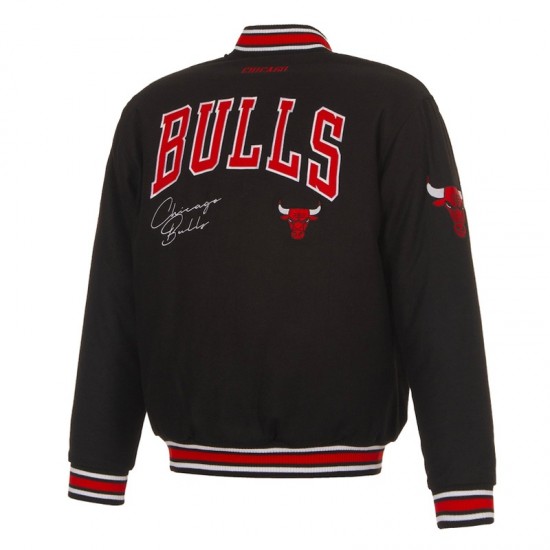 Black Full-Snap Chicago Bulls Wool Varsity Jacket Black Full-Snap Chicago Bulls Wool Varsity Jacket