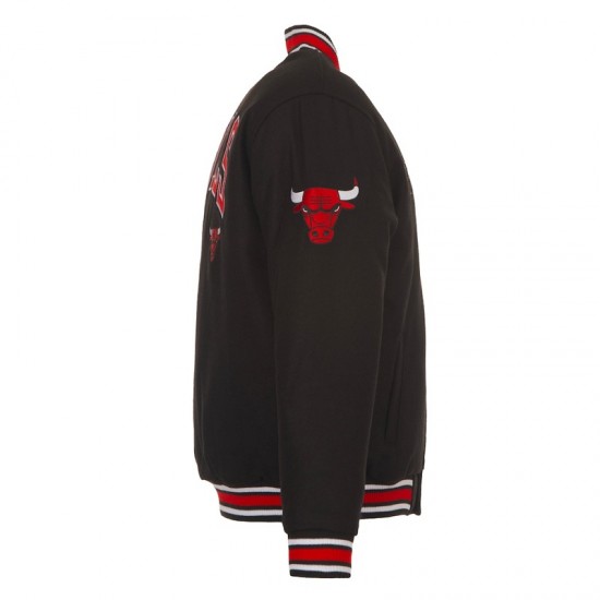 Black Full-Snap Chicago Bulls Wool Varsity Jacket Black Full-Snap Chicago Bulls Wool Varsity Jacket
