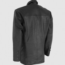 Black Leather Coat with 3 Buttons Black Leather Coat with 3 Buttons
