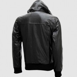 Black Leather Jacket with Hoodie Black Leather Jacket with Hoodie