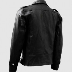 Black Leather Jacket with Zipper