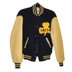 Black/Tan Fighting Irish Notre Dame Varsity Jacket