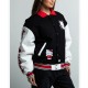 Black/White Hello Kitty Dumbgood Varsity Wool/Leather Jacket