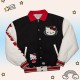 Black/White Hello Kitty Dumbgood Varsity Wool/Leather Jacket