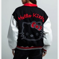 Black/White Hello Kitty Dumbgood Varsity Wool/Leather Jacket Black/White Hello Kitty Dumbgood Varsity Wool/Leather Jacket