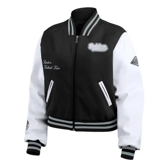 Black/White Las Vegas Raiders Varsity Full-Zip Jacket