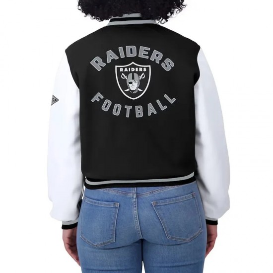 Black/White Las Vegas Raiders Varsity Full-Zip Jacket