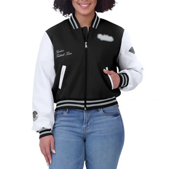 Black/White Las Vegas Raiders Varsity Full-Zip Jacket