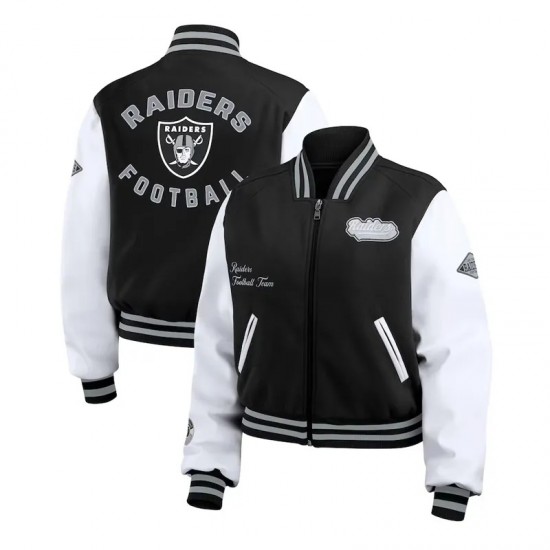Black/White Las Vegas Raiders Varsity Full-Zip Jacket
