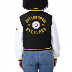 Black/White Pittsburgh Steelers Varsity Full-Zip Jacket Black/White Pittsburgh Steelers Varsity Full-Zip Jacket