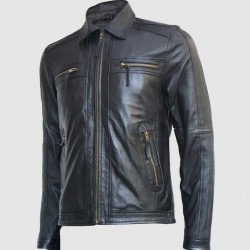 Black Zipper Leather Jacket