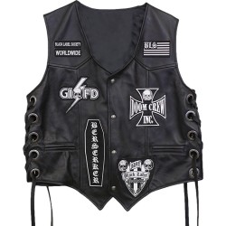 Black Label Society BLS Black Leather Biker Vest Black Label Society BLS Black Leather Biker Vest