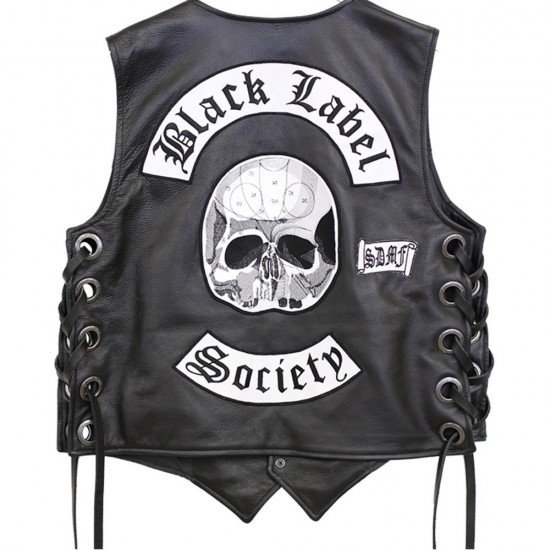 Black Label Society BLS Black Leather Biker Vest