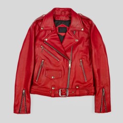 Blood Red Commando Leather Jacket