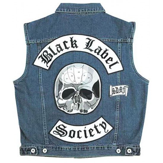 Black Label Society BLS Blue Denim Biker Vest