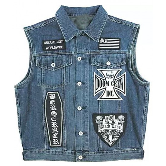 Black Label Society BLS Blue Denim Biker Vest