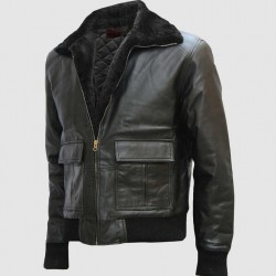 Bomber Leather Jacket With Fur