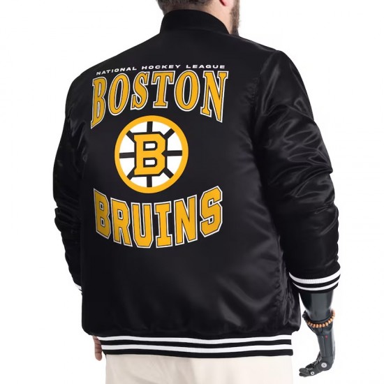 Boston Bruins Adaptive Bold Logo Varsity Satin Jacket