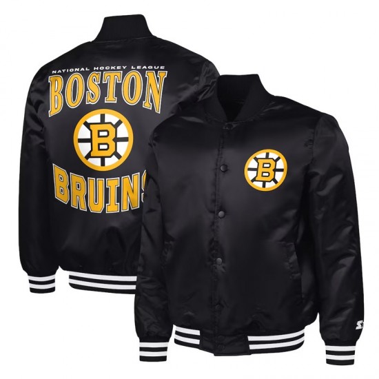 Boston Bruins Adaptive Bold Logo Varsity Satin Jacket