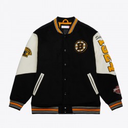 Boston Bruins Team History Black Vintage Logo Varsity Jacket Boston Bruins Team History Black Vintage Logo Varsity Jacket