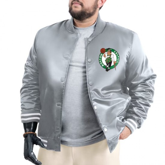 Boston Celtics Adaptive Bold Logo Varsity Satin Jacket