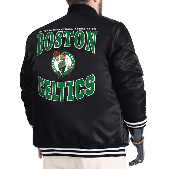 Boston Celtics Adaptive Bold Logo Varsity Satin Jacket