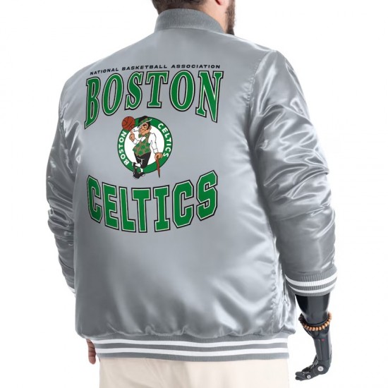 Boston Celtics Adaptive Bold Logo Varsity Satin Jacket