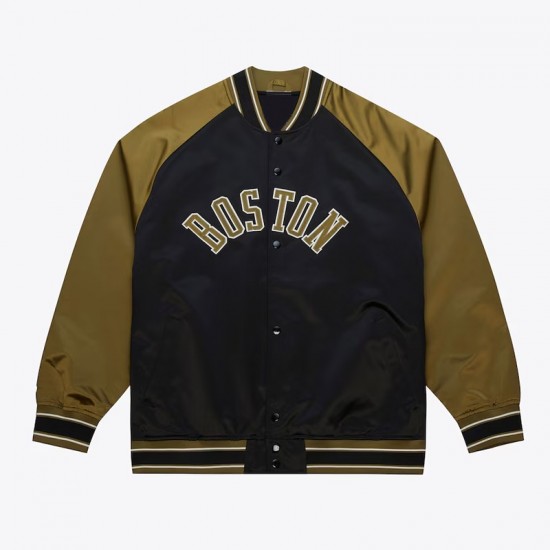 Boston Celtics Black/Olive Satin Double Clutch Jacket Boston Celtics Black/Olive Satin Double Clutch Jacket