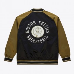 Boston Celtics Black/Olive Satin Double Clutch Jacket Boston Celtics Black/Olive Satin Double Clutch Jacket