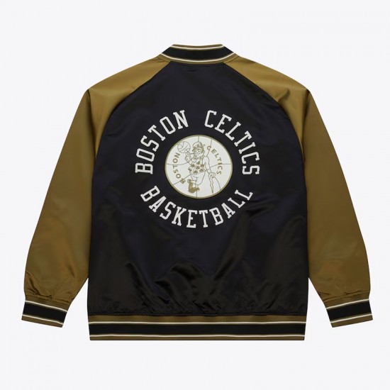 Boston Celtics Black/Olive Satin Double Clutch Jacket Boston Celtics Black/Olive Satin Double Clutch Jacket