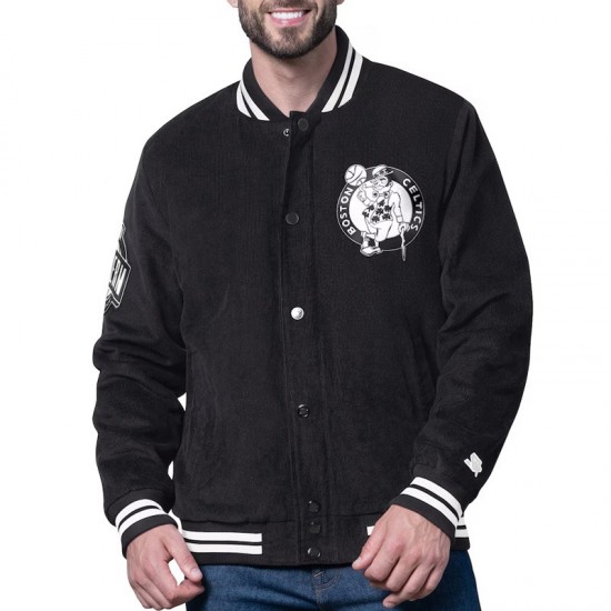 Boston Celtics Blackout Corduroy Varsity Jacket