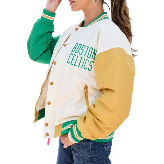 Boston Celtics Color Block Bomber Full-Snap Jacket Boston Celtics Color Block Bomber Full-Snap Jacket