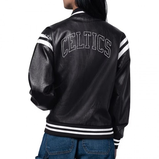 Boston Celtics High Heat Vegan Black Varsity Leather Jacket